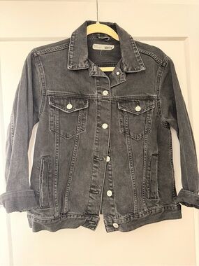 Topshop PETITE Charcoal Black Washed Denim Jacket